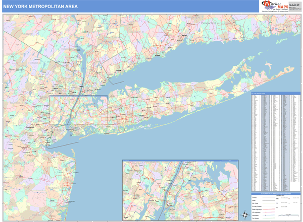 New York Metropolitan Area Metro Area Map Book Color Cast Style